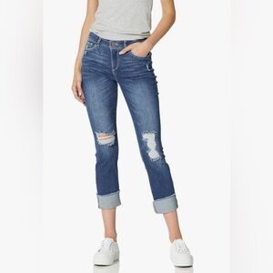DL1961 Stevie Mid Rise Silm Boyfriend Cuffed Jeans in Rebel, Sz 27
